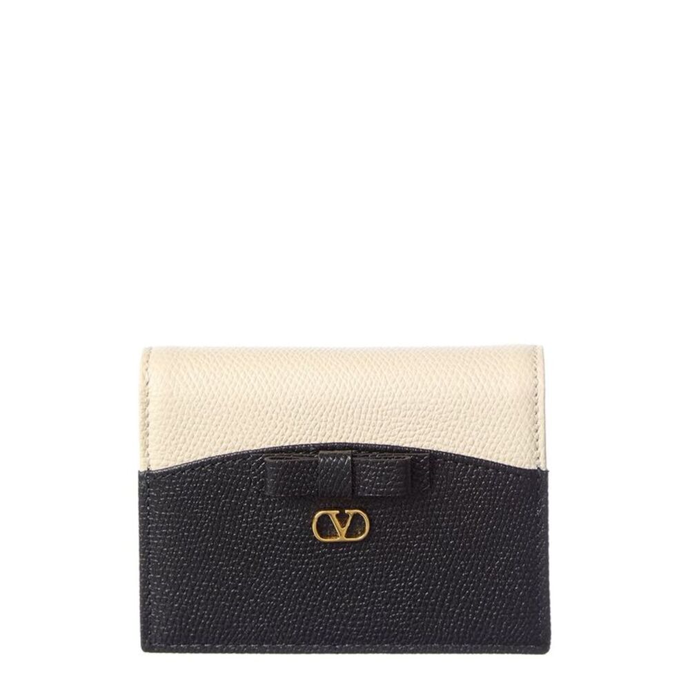 Valentino Vlogo Signature Leather Card Case, Black